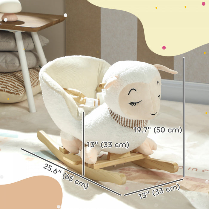 Qaba cheval a bascule mouton pour tout-petit 18-36 mois, blanc