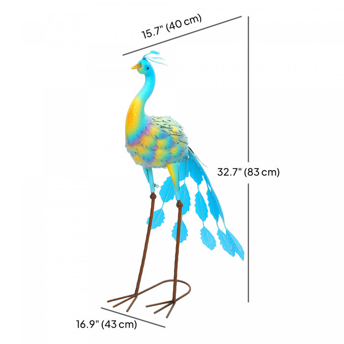 Outsunny Statue De Jardin Paon, Ornement De Pelouse En Acier De 32,7\"