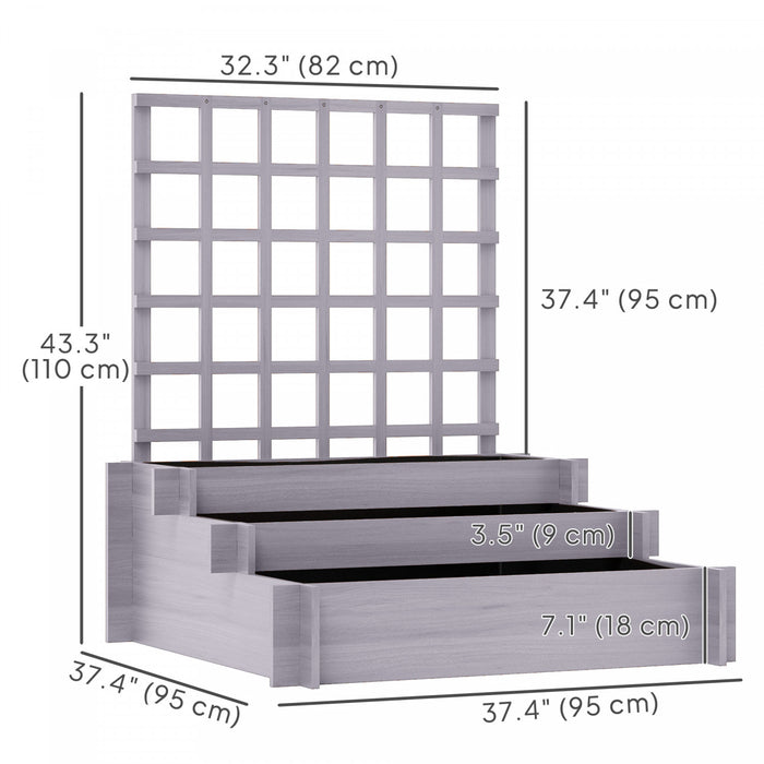 Outsunny Lit De Jardin Sureleve A 3 Niveaux Avec Treillis, Gris