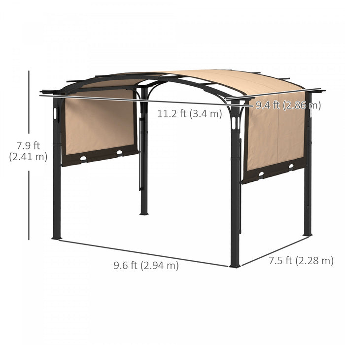 Outsunny Pergola 9,5' X 11' Avec Auvent Retractable Et Lumieres Led