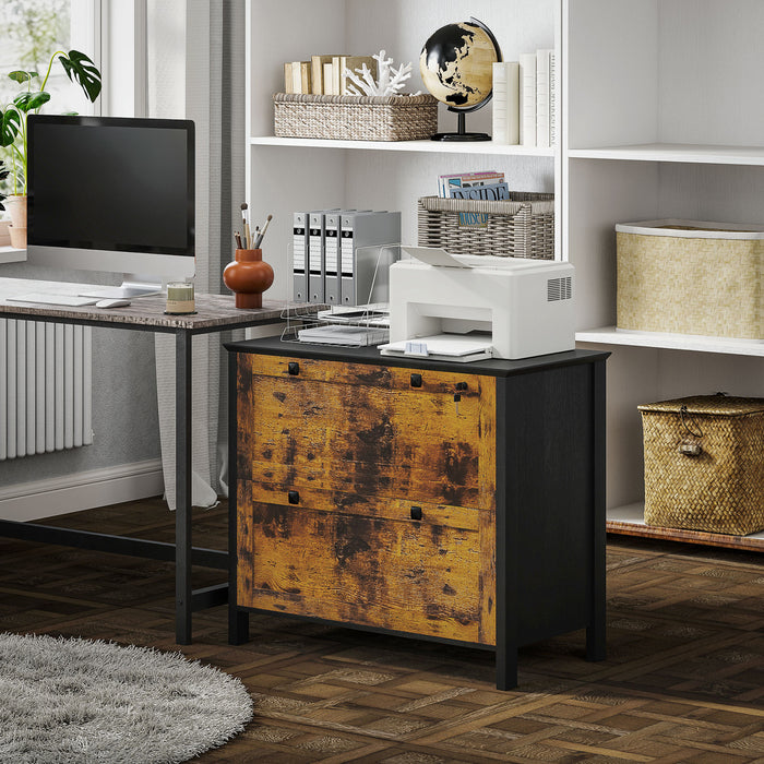 HOMCOM Classeur a 2 tiroirs avec serrure et barre de suspension reglable