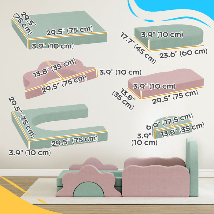 Qaba Jouets D'escalade 12pcs Pour Enfants, Blocs D'escalade En Mousse, Vert