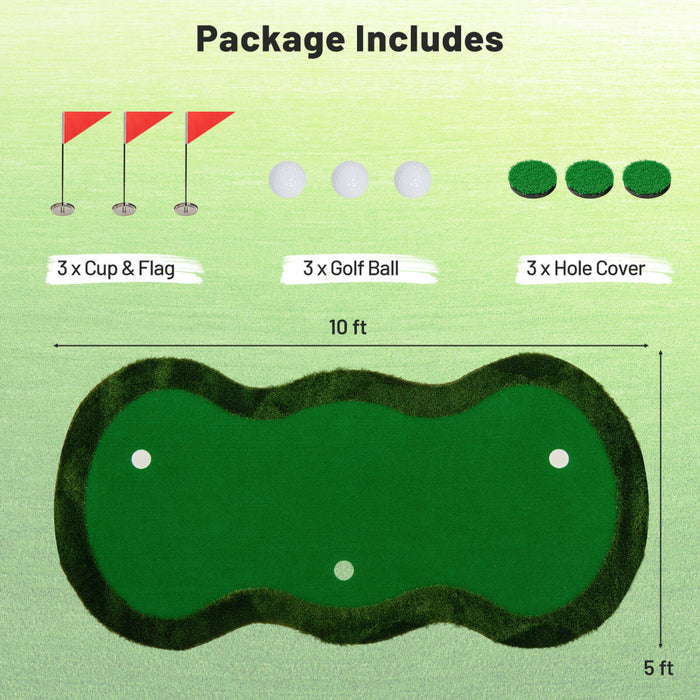 Costway 5 X 10 Ft Tapis De Pratique De Golf Professionnel Avec 3 Trous Et Des Balles De Golf Pour La Maison