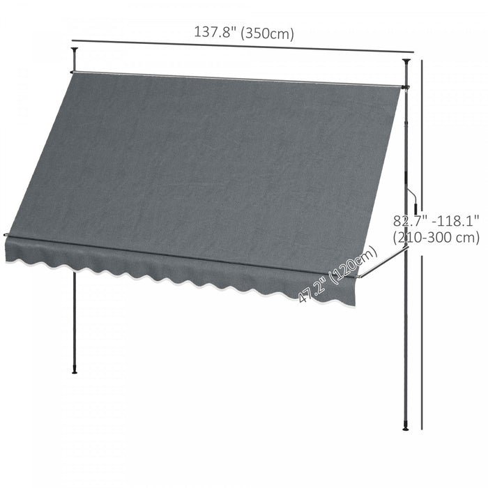 Outsunny Auvent Retractable 11,5' X 4', Autoportant Et Sans Vis, Gris Fonce