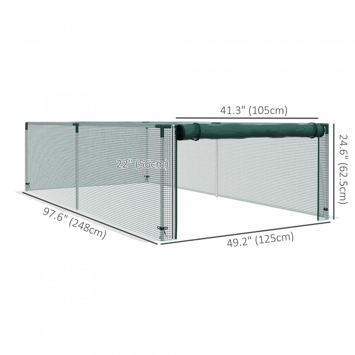 Outsunny Cage de Culture 2,4 m x 1,2 m, Protection pour Plantes avec Porte Zippee Enroulable