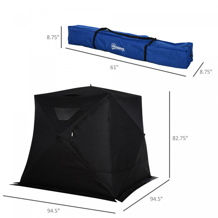 Abri De Tente De Peche Sur Glace Portable Outsunny Pour 4 Personnes Avec Fenetres De Ventilation Avec Sac De Transport