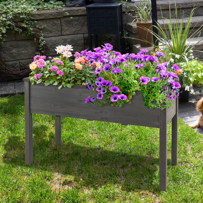Costway En Bois Souleve Lit De Jardin De Legumes Eleve Cultiver Planteur De Legumes Gris
