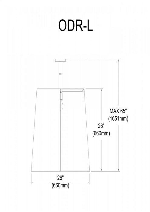 Grand luminaire suspendu de Dainolite avec très grand abat-jour cylindrique effilé blanc et doré, et 1 ampoule