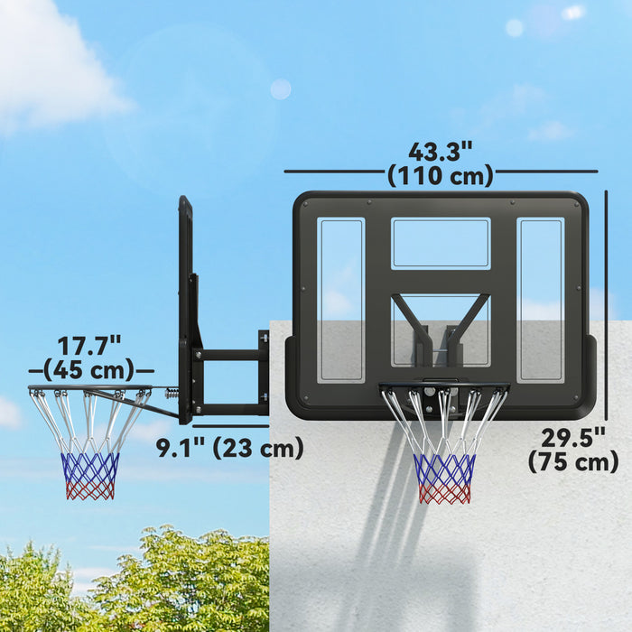 Soozier Panier de basket mural avec panneau arriere incassable de 43 po