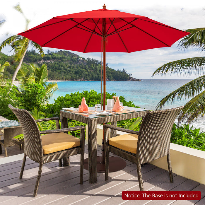 Costway Parasol de marche a poulie en corde 9,5FT avec baleines en fibre de verre Rouge