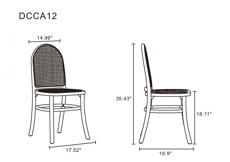Chaise de salle a manger Paragon Industry Chic avec dossier en cannage et assise rembourree en bois, coloris flocon d’avoine - Lot de 4