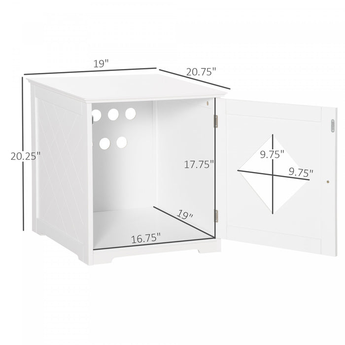 Pawhut Table D'extremite Pour Bac A Litiere, Toilettes Interieures Pour Chats Avec Porte Magnetique, Table De Nuit Pour Bac A Litiere Cache Avec Grand Plateau, Montage Facile, Blanc