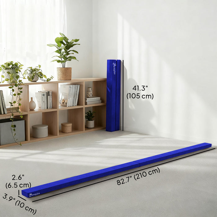 Soozier Poutre d'Equilibre Pliable 7FT avec Surface en Daim, Bleu