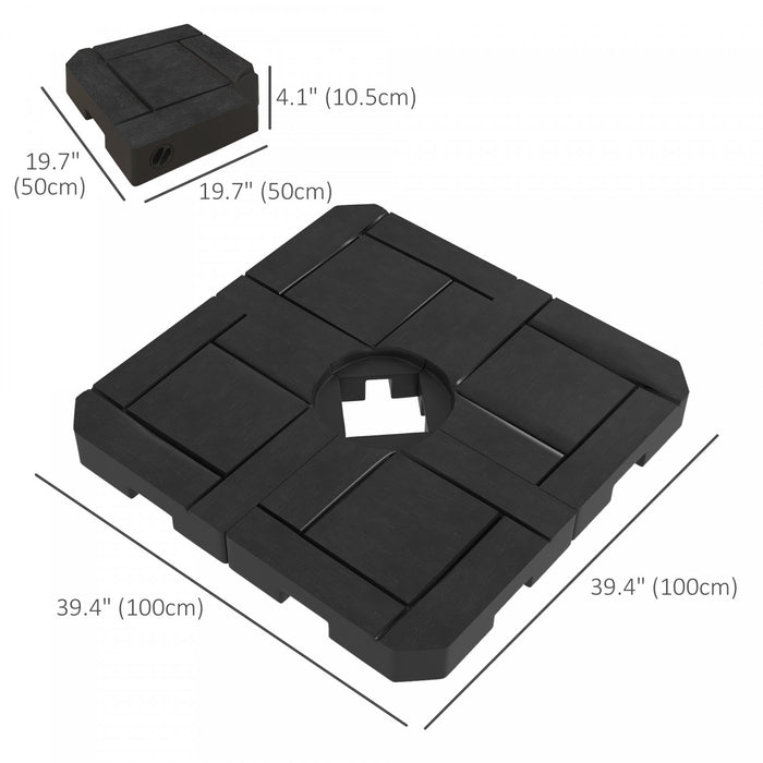 Outsunny 4 pieces poids de base de parasol, remplis d'eau ou de sable