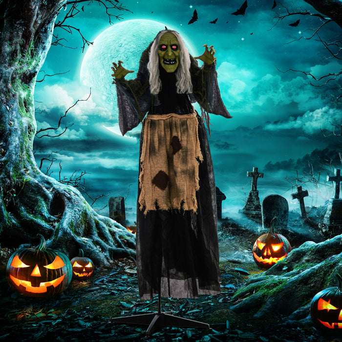 Outsunny decoration d'Halloween sorciere 120 cm a activation sonore avec yeux lumineux