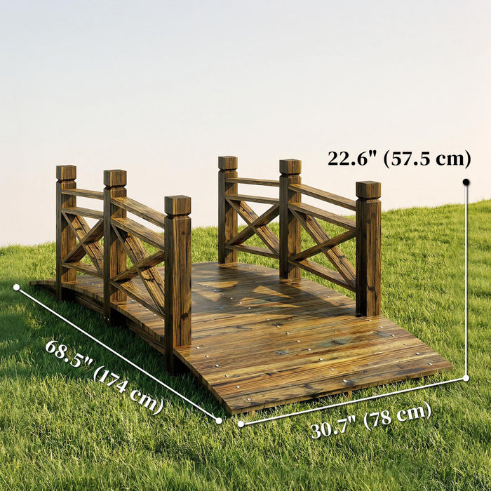 Outsunny Pont de Jardin en Arche Carbonise pour Exterieur, Pelouse, Etang