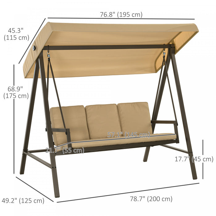 Outsunny Balancelle De Patio 3 Places, Balancoire D'exterieur, Beige