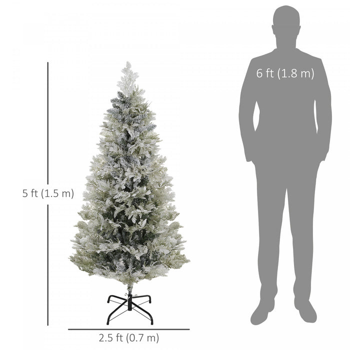 Homcom Arbre De Noel Artificiel Floque Avec Pointes De Branches Realistes