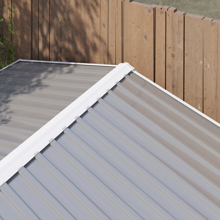 Outsunny Abri De Jardin 8'x7' Avec Serrure Et Cadre De Sol, Gris Clair