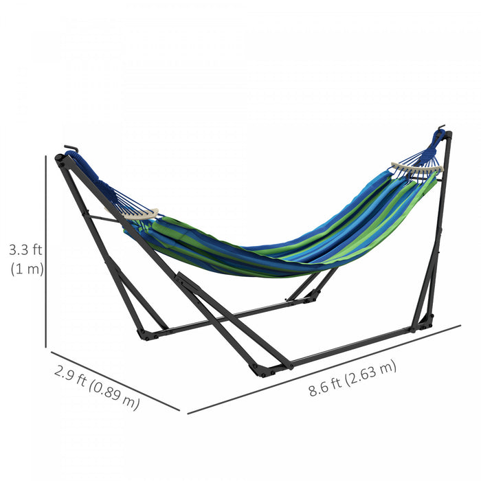Outsunny Support De Hamac Pliable Avec Hamac, Hamac Portable 2 En 1, Bleu
