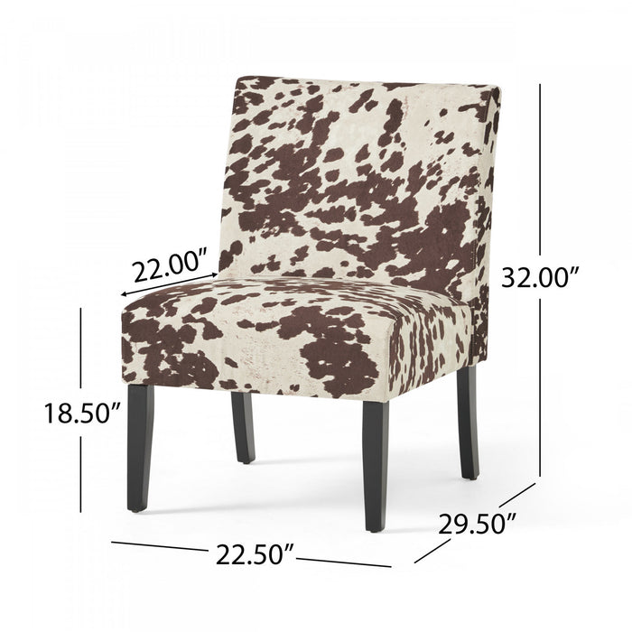 Lot De 2 Fauteuils D’appoint Oliver En Tissu aspect lin Avec Pieds En Bois D’hévéa - Marron Et Blanc