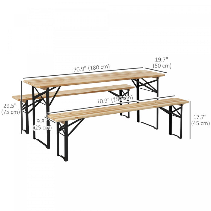 Outsunny Ensemble De Table De Pique-pliante 3 Pieces