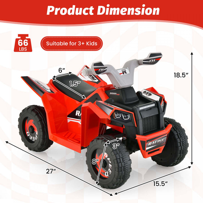 Costway Kids Ride Sur Atv 4 Wheeler Quad Toy Car 6v Alimente Par Batterie Jouet Motorise Rouge