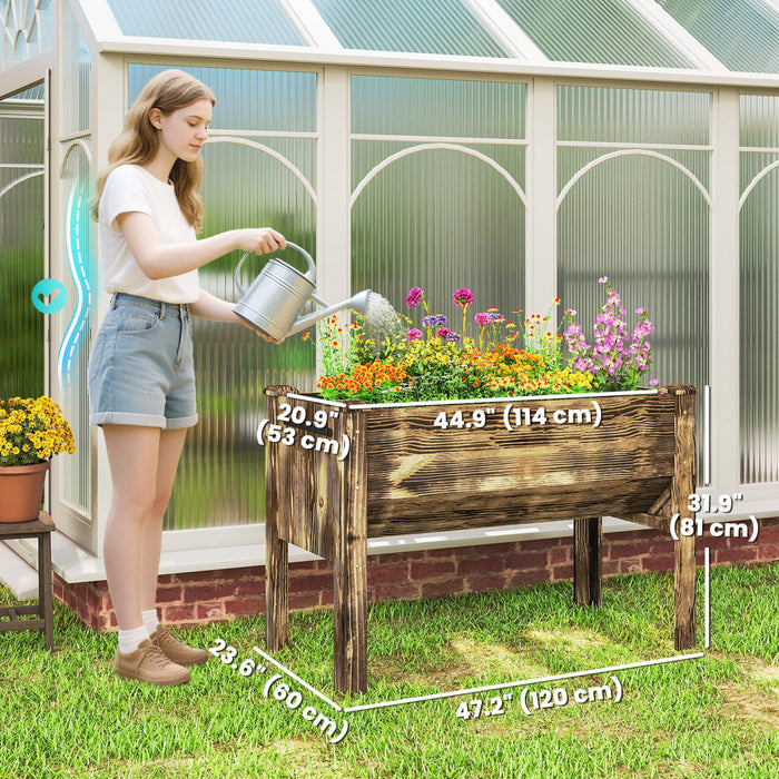 Outsunny Bac de Jardin Sureleve avec Crochets, Capacite 300 kg, Carbonise