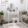 HOMCOM Wooden Vanity Table Set, Makeup Table with 360° Rotating Mirror
