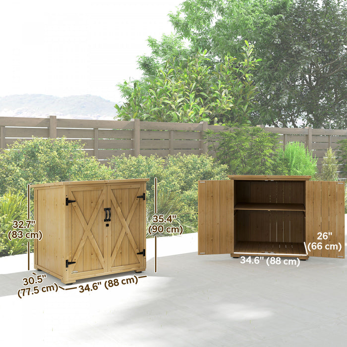 Outsunny Armoire Exterieure en Bois avec Etagere Reglable