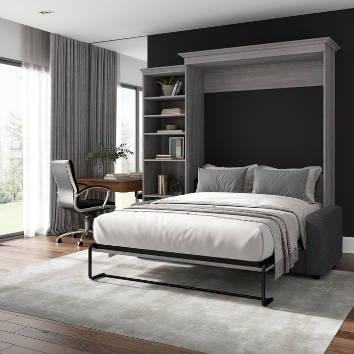 Grand lit escamotable Versatile de Bestar de 92 po (L) avec sofa et organisateur de garde-robe - blanc