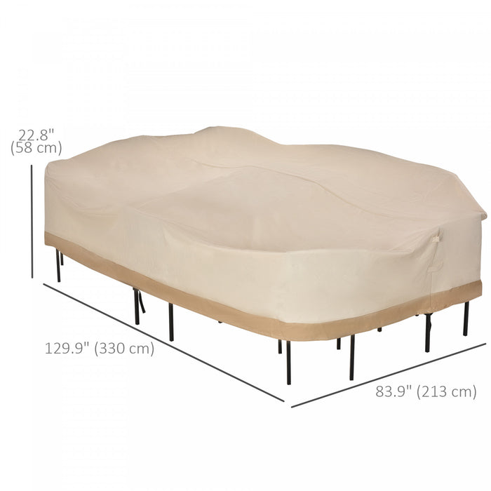Housse De Table Et De Chaises De Patio Ovale Outsunny, Beige/cafe Pour Ensemble De Sofa