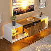 Lucas Modern TV Stand for 70 Inch TVs with Storage Drawers and LED Lighting,White | Lucas meuble TV moderne pour televiseurs jusqu’a 70 pouces – meuble avec tiroirs de rangement et eclairage LED, blanc
