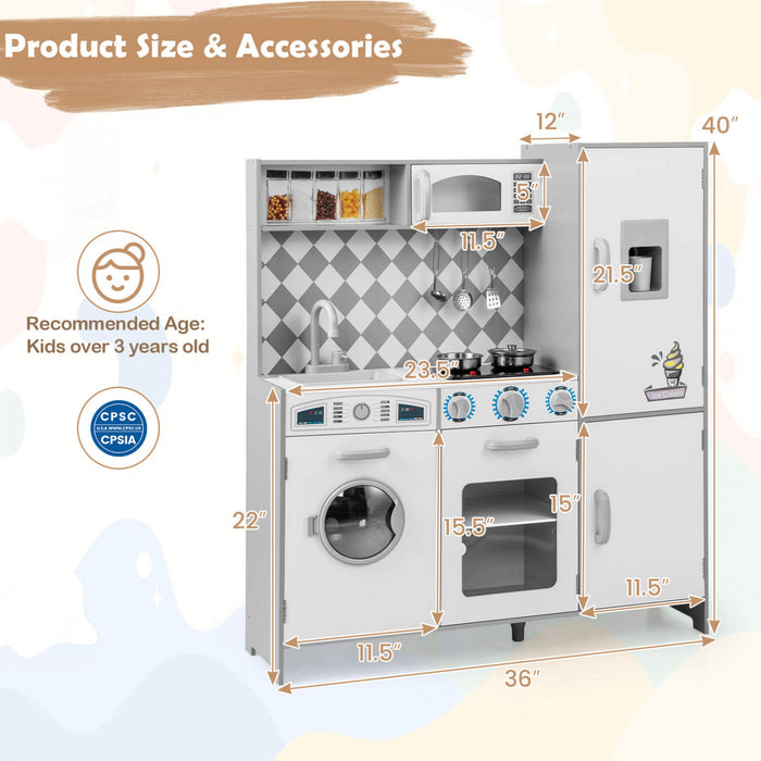 Costway Kids Kitchen Playset Avec Des Lumieres Et Des Sons Realistes