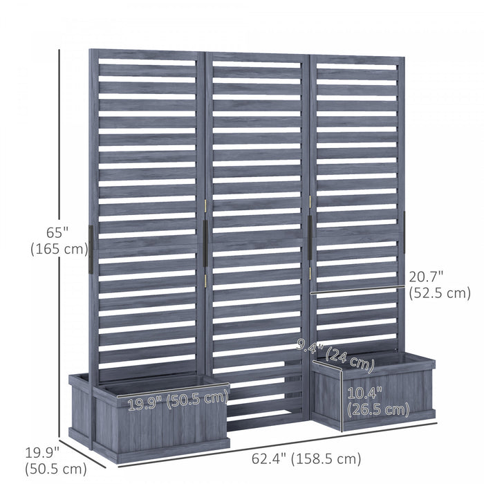 Outsunny Ecran De Confidentialite Avec 4 Lits Sureleves, Trous De Drainage