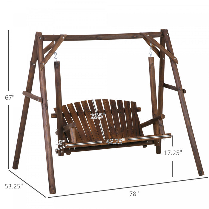 Outsunny 6.5' Causeuse Exterieure 2 Personne Porche En Bois Swing Carbonise