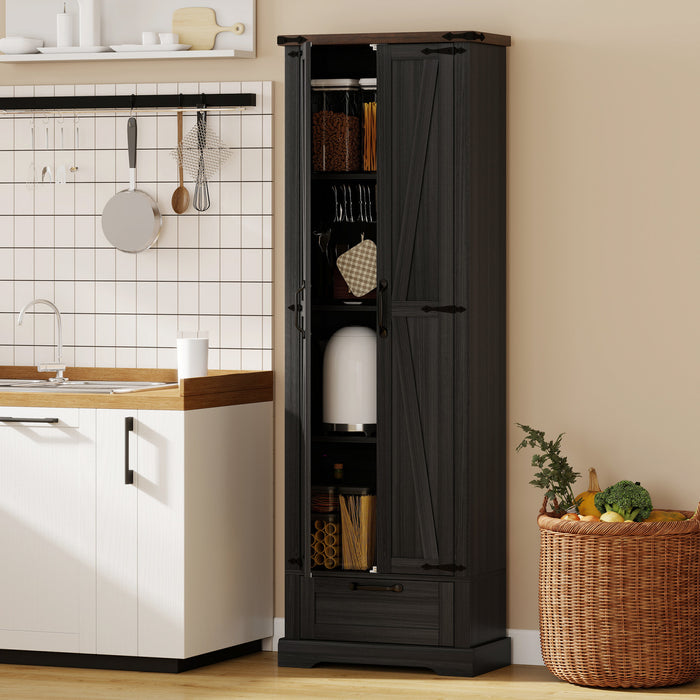 HOMCOM Armoire de rangement 71 po, 2 portes, noir