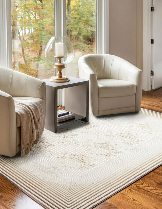 Tapis Contemporain/Moderne Ramona 5'0\" x 8'0\" en Brun clair