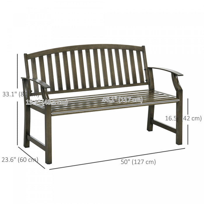 Outsunny Banc de Jardin en Metal avec Assise et Dossier a Lattes, Noir