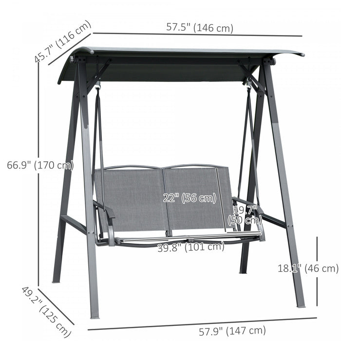 Outsunny Balancelle de Patio 2 Places avec Toit Reglable et Cadre en Acier