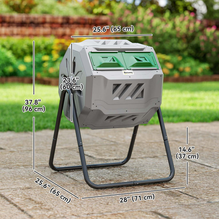 Outsunny Composteur d'exterieur a double chambre rotatif 43 gal, vert fonce