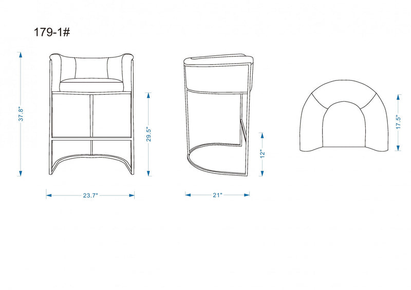 Tabouret de bar rembourre en metal style mid-century moderne Cosmopolitan en graphite - Lot de 2