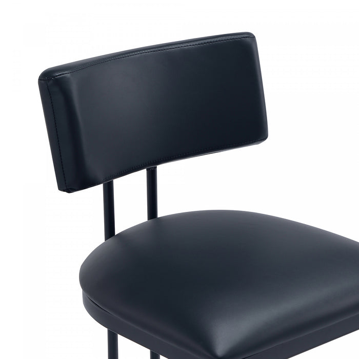 Chaise laterale contemporaine moderne Juno en cuir vegetalien et metal noir - Lot de 2