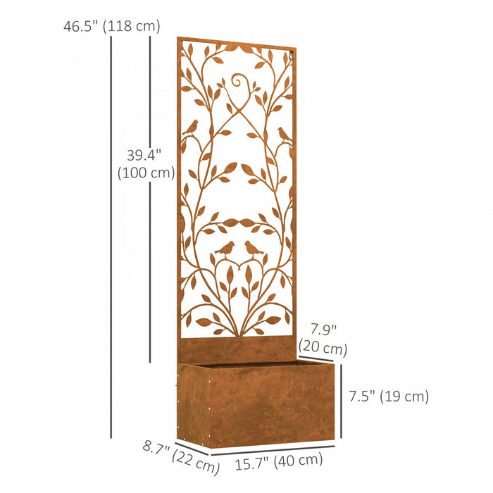 Outsunny Lit de jardin sureleve avec ecran de confidentialite mural, marron