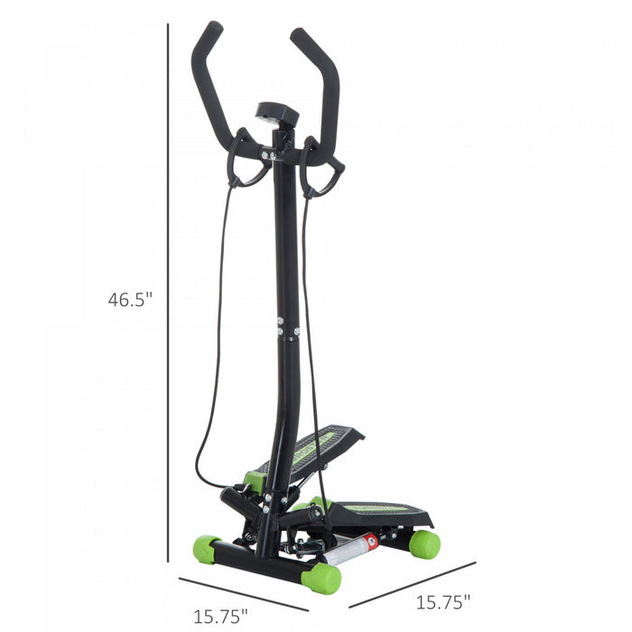 Mini Stepper Avec Guidon, Extenseurs, Compteur Electronique Et Tapis Antiderapant Noir Et Vert