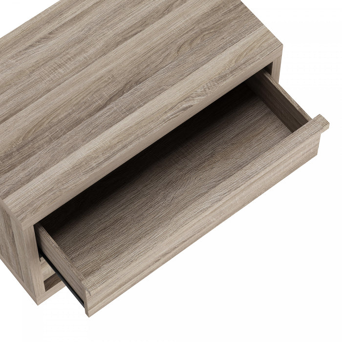 Table de nuit contemporaine Navis 32\" en chene naturel (2 tiroirs)