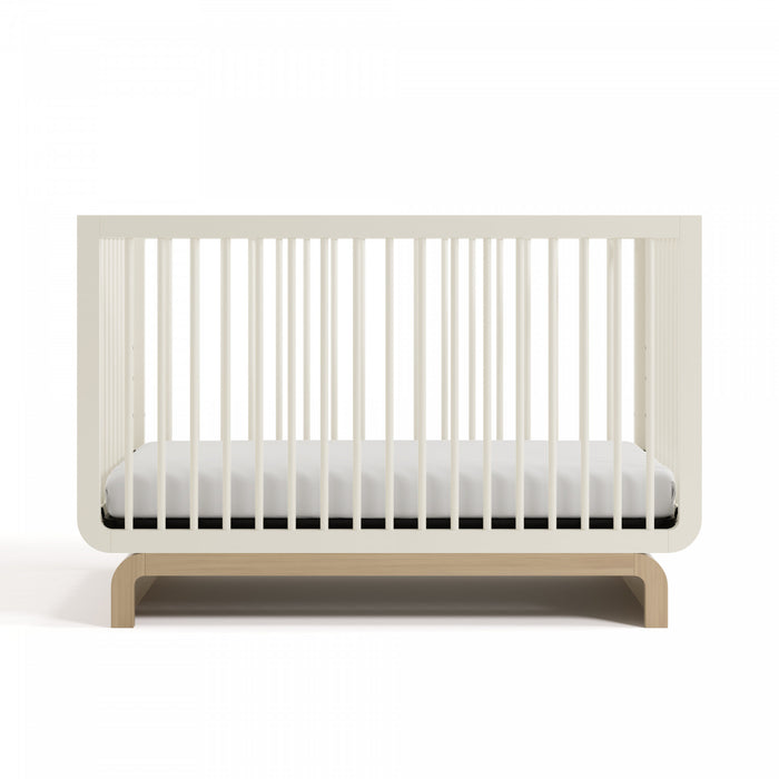 Storkcraft Santorini Lit de bebe convertible 5-en-1 - Avoine avec bois clair
