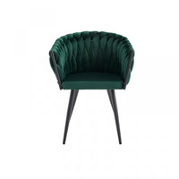  Chaise de salle à manger avec accoudoirs Hildy en velours vert (ensemble de 2)