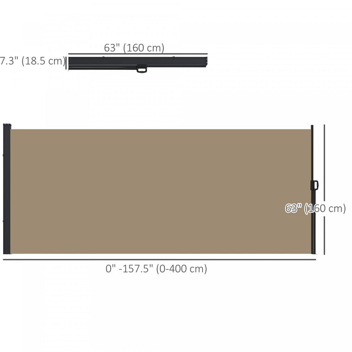 Outsunny Auvent Lateral Retractable 13'x5', Ecran De Confidentialite, Kaki