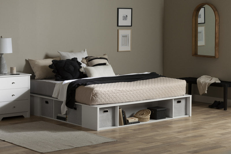 Flexible Lit Plateforme Avec Paniers - Blanc Solide